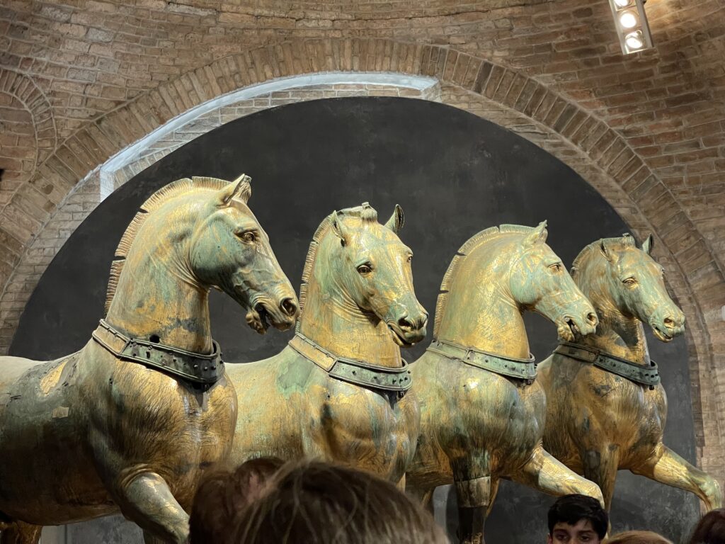 the three bronze horses at st marks basillica in Venice, itlay
