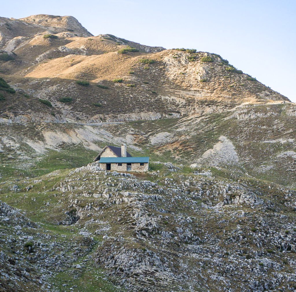 A Hut situated by the Rifugio on the Strada Delle 52 Galleries. 