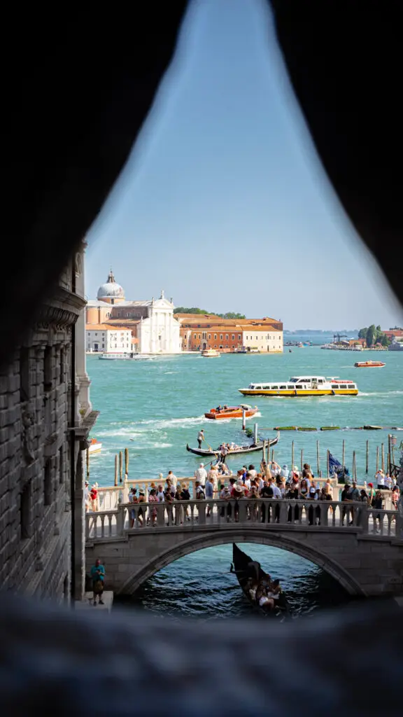 Venice as seen from the Bridge of Sighs as you Explore Italy