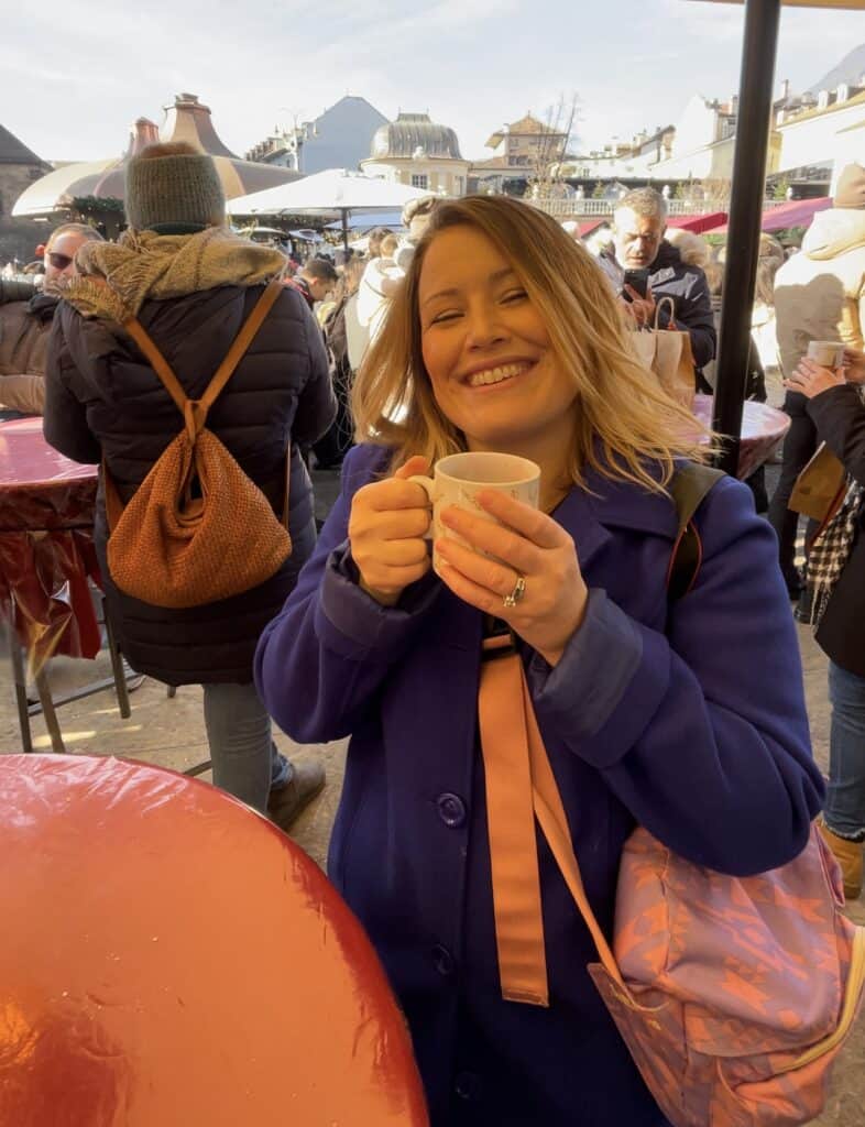 Author with a Vin Brule in hand at the Bolzano Christmas Market