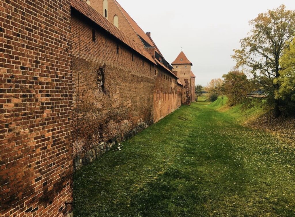 Outside wall and remnants of moat around Malbork Castle 