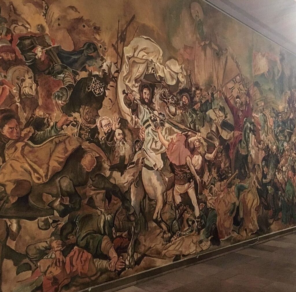 paintings on a wall in Malbork Castle