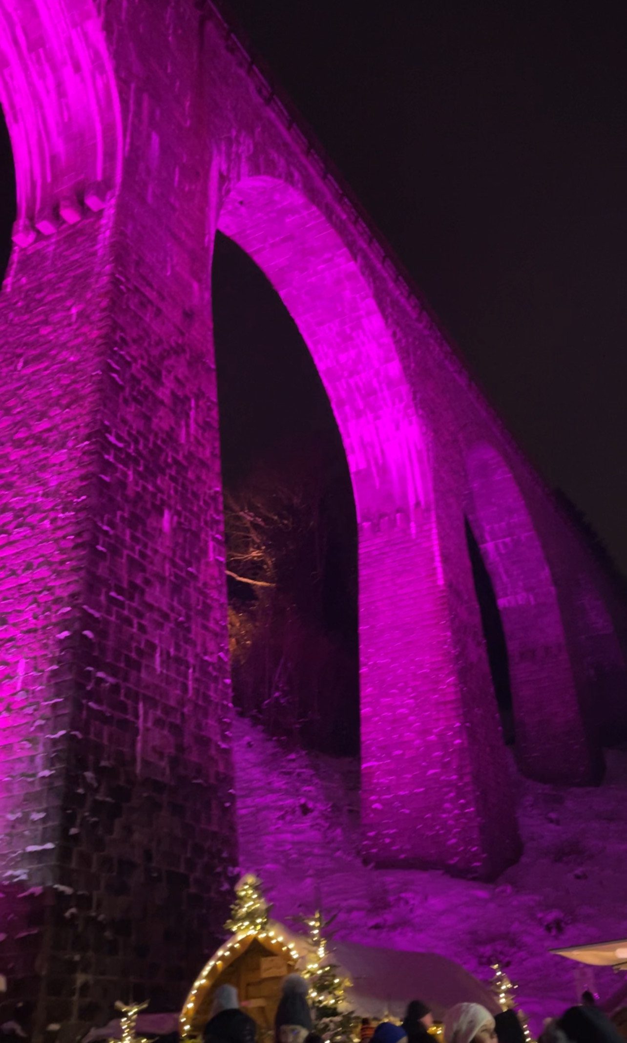 the famous ravenna gorge, lit up in purple