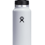 A White Hydroflask waterbottle is pictured as a suggestion for reusable items you can take with you to christmas markets