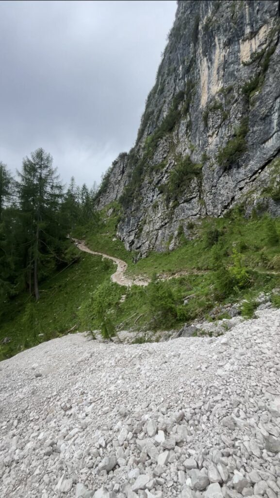 Scree field trail to Lago di Sorapis