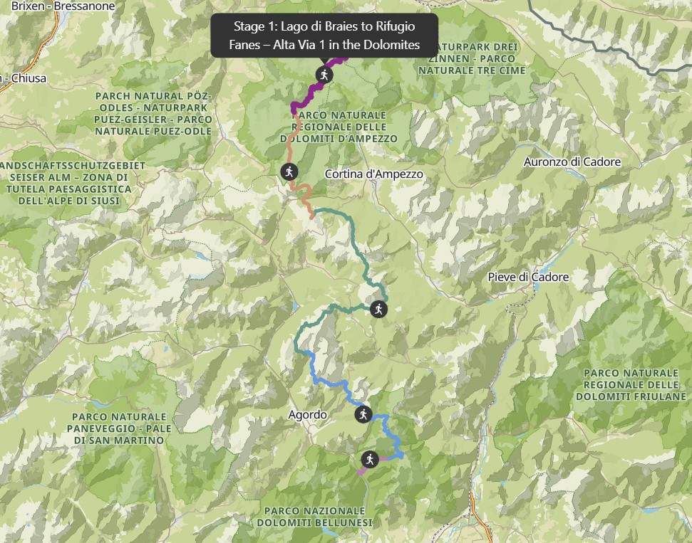 Alta Via 1 Map