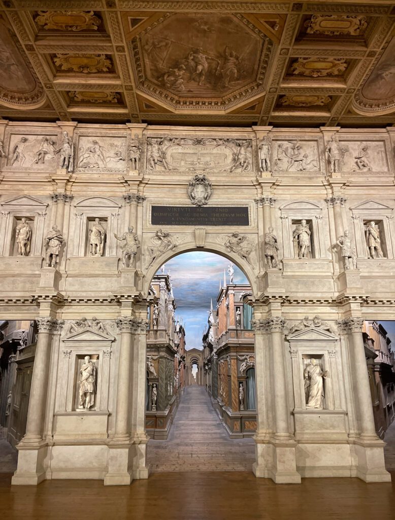 The stage of the Olympic Theatre in Vicenza Italy