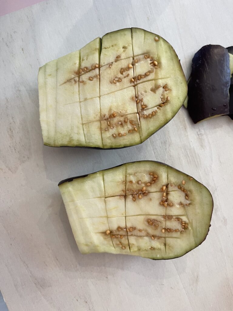 Eggplant cut up