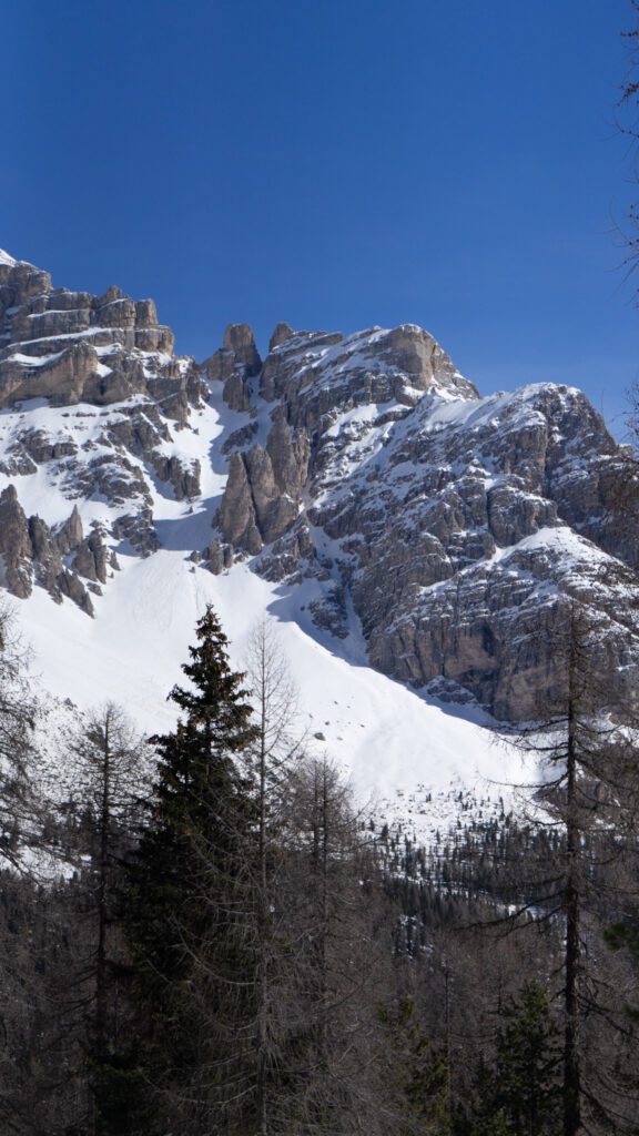 Monte Tofana covered in Snow in the Dolomites