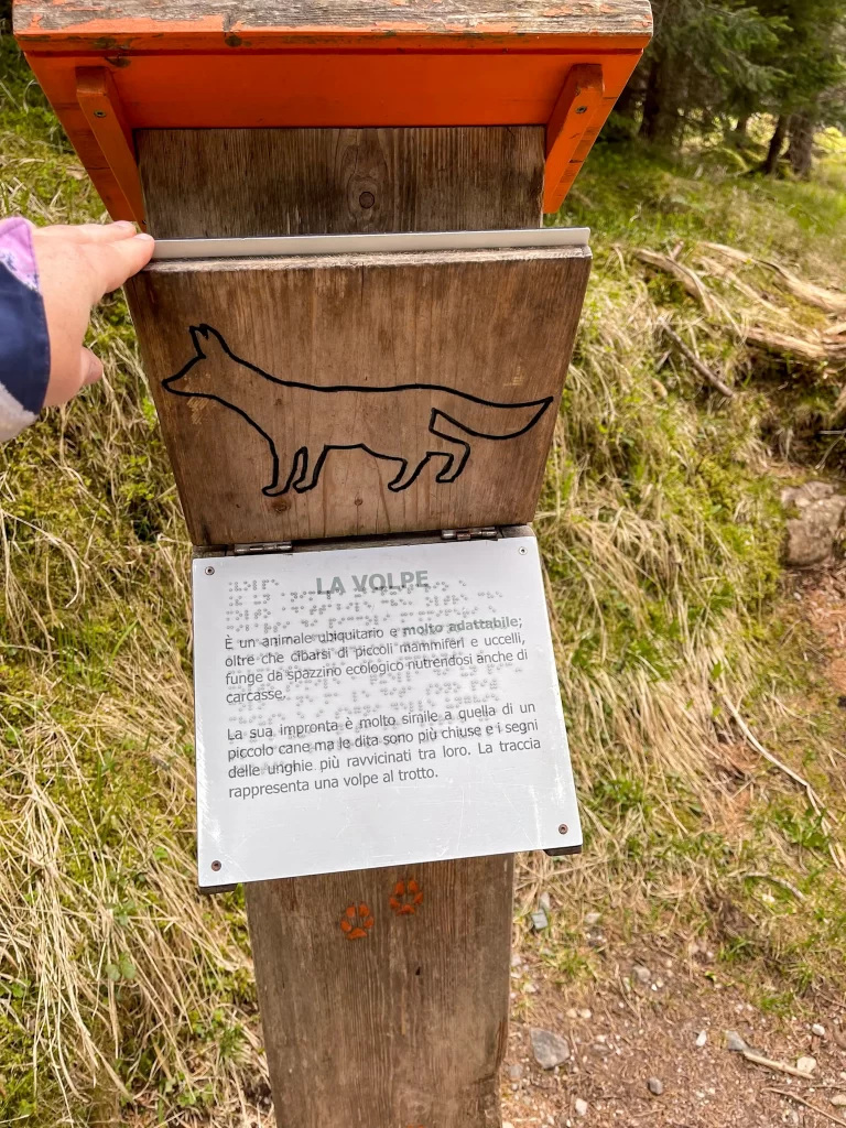information written in italian on the Sentiero Marcio in the Pale di San Martino