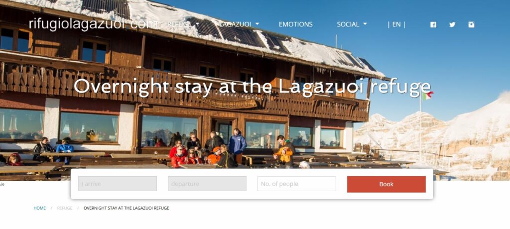 screen grab of booking on a rifugio booking system