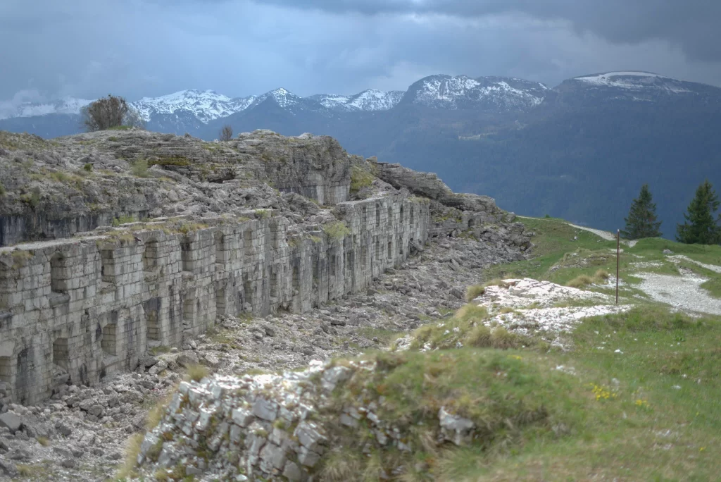 a stone fortress,Fort Dosso delle Somme on the hills of Folgaria, trentino Italy.
