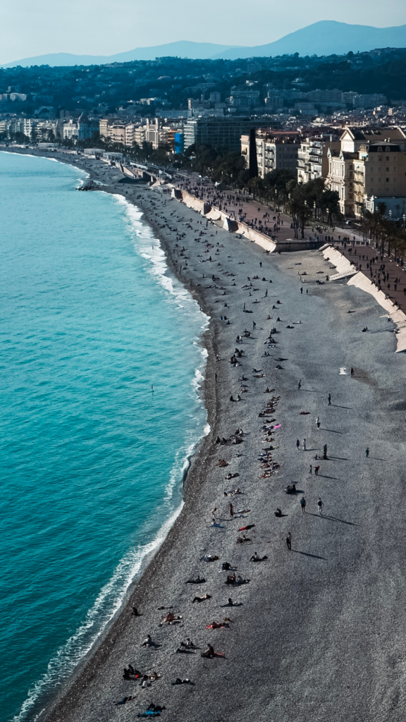 The famous Nice Beach with gatorade blue waters