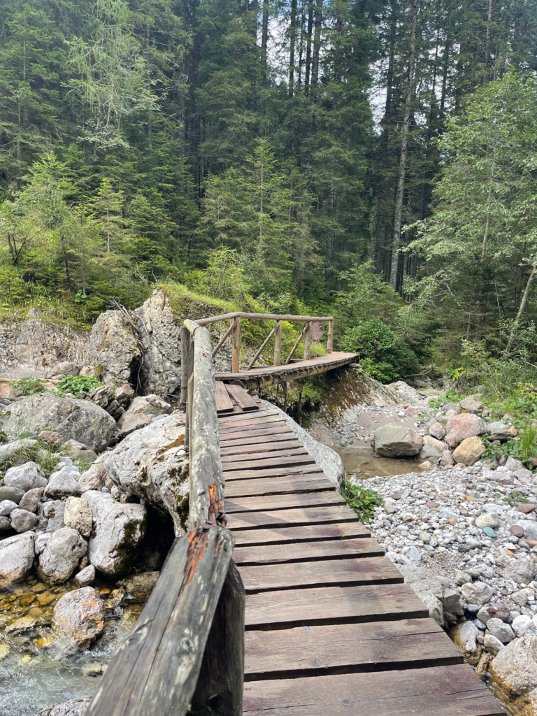 One of many wooden bridges on the path to Rifugio Calvi