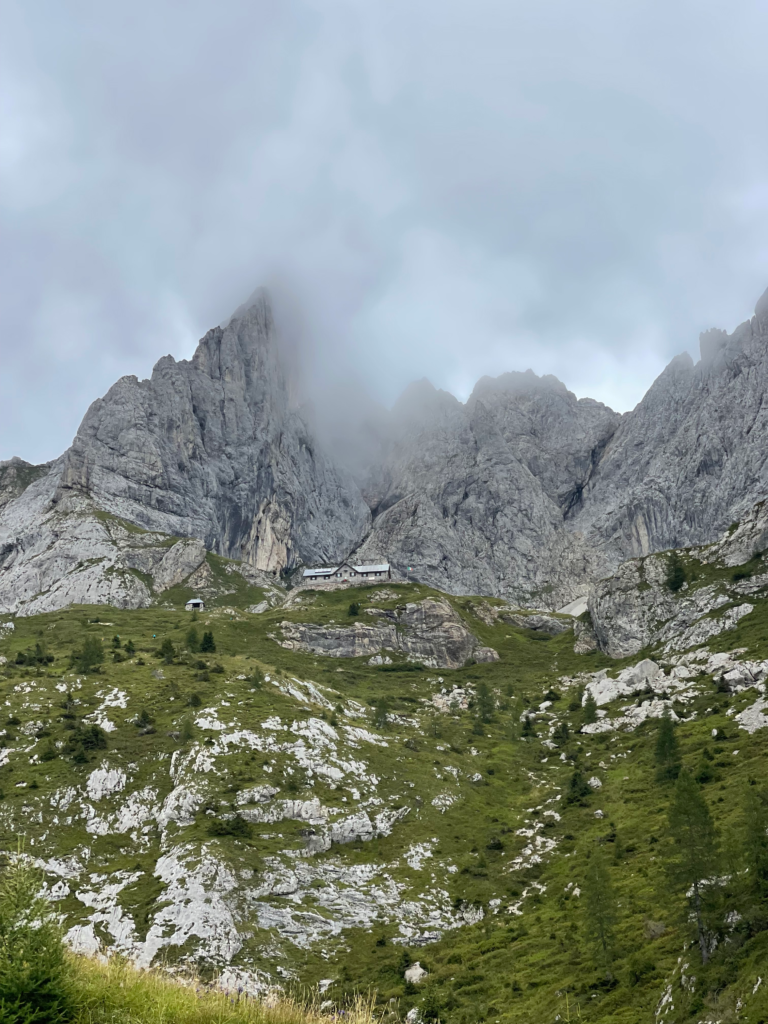 Rifugio Calvi surrounded by Monte Chiadenis on the MADE trek
