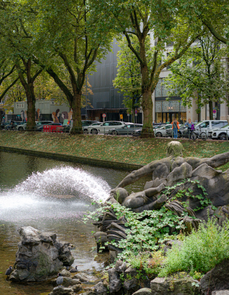 A Fountain on Konigsallee in Dusseldorf Germany