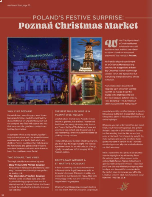 a screenshot of an article titled Polands Festive Surprise: Poznan Christmas Market