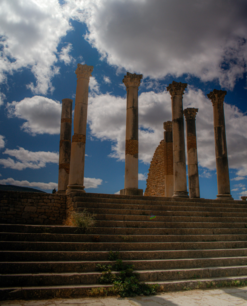 the ancient columns of volubilis morocco