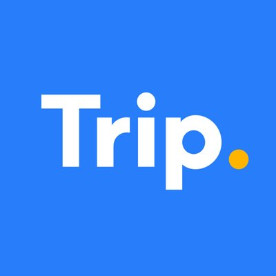 Trip.com logo in blue and white