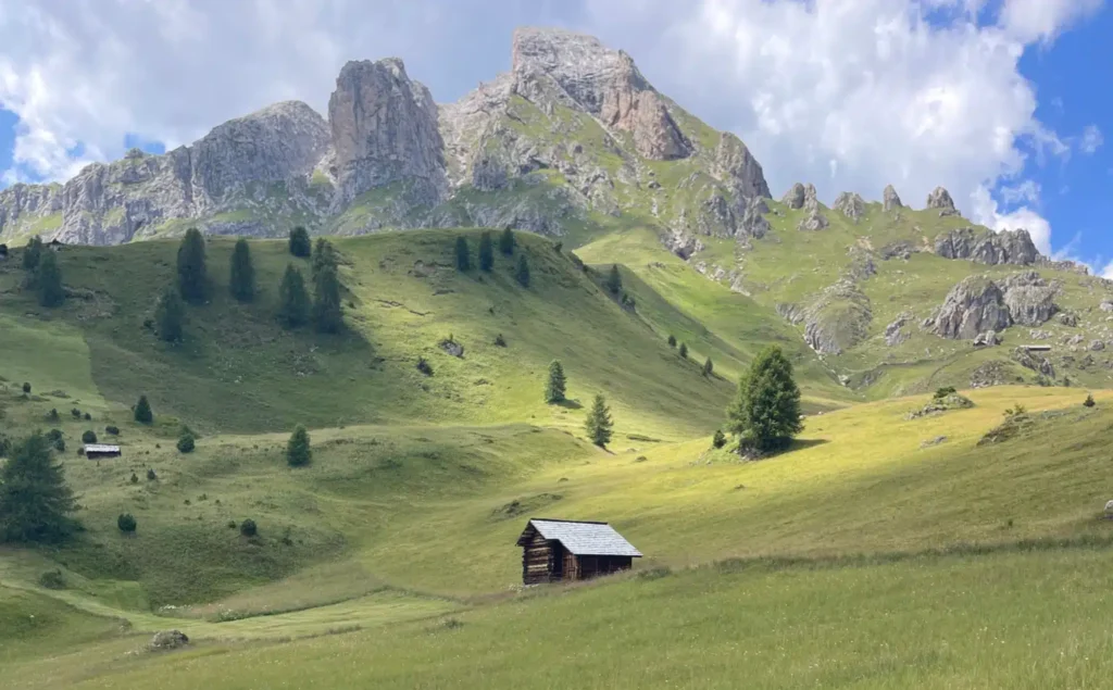 a landscape scene of Sass de putia in the italian dolomites on a summer day