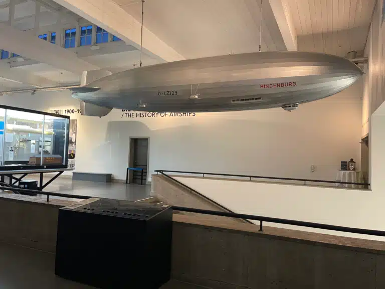 Large scale model of the Hindenburg airship hanging in the Zeppelin Museum Friedrichshafen